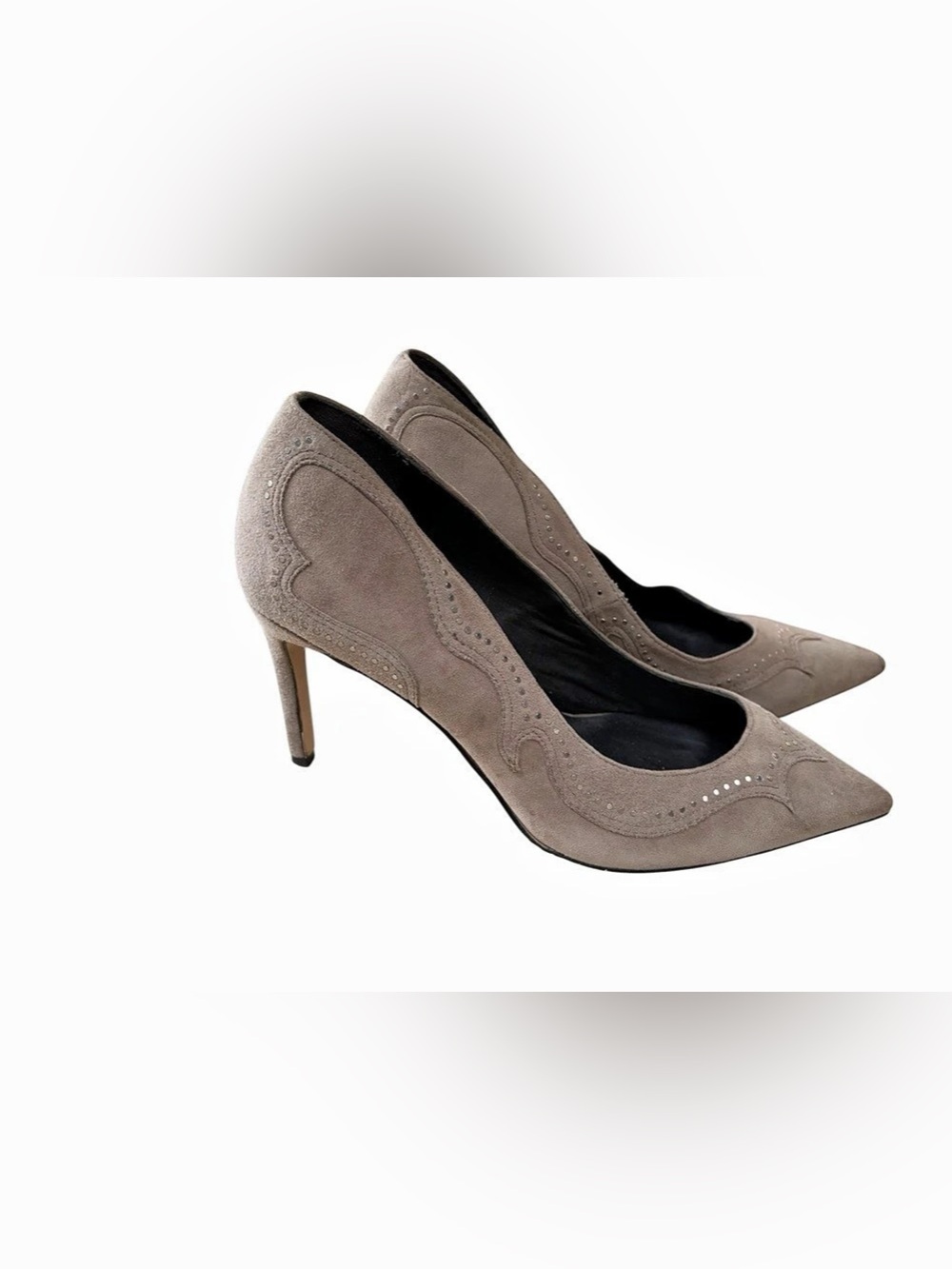 AllSaints Zehra Suede Court Shoes Taupe EU 39